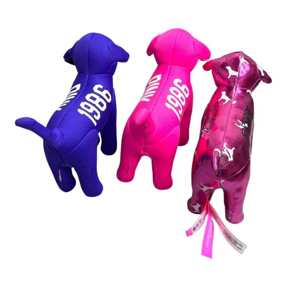 Victorias Secret PINK 1986 Dogs Set Of 3 Plush Toy Collection Metallic Blue Lot - Picture 4 of 6